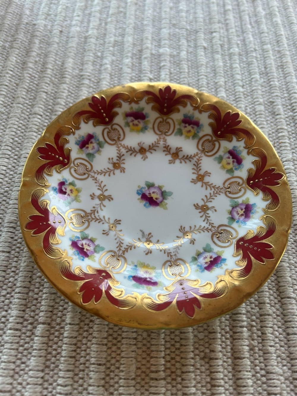 Tiffany & Co. Gold and Burgundy Floral Dessert Plate